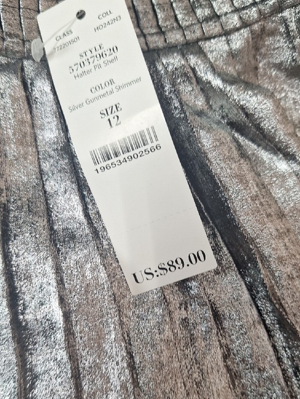 White House Black Market Silver Metallic Halter Camisole Size 12 NWT - Picture 10 of 10